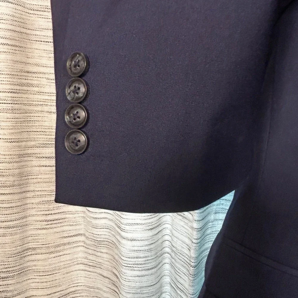 Alfani Blazer Navy Blue Mens 44S Slim Fit Recycled Blend EUC